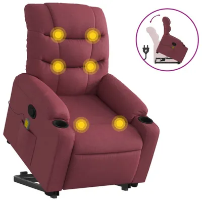 Produktbild von Massagesessel mit Aufstehhilfe Weinrot Stoff