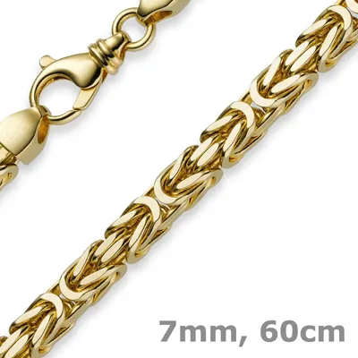 Produktbild von 7mm Königskette aus 585 Gold Gelbgold Kette Halskette 60cm Herren