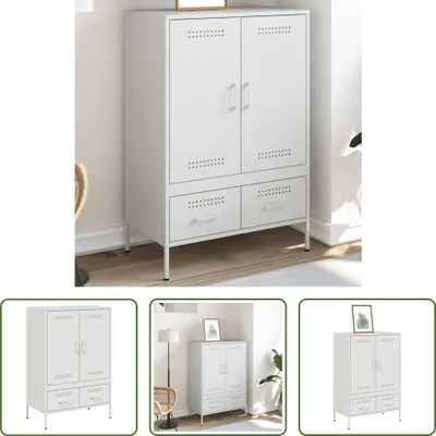 Produktbild von The Living Store Highboard Weiß 68x39x101,5 cm Kaltgewalzter Stahl