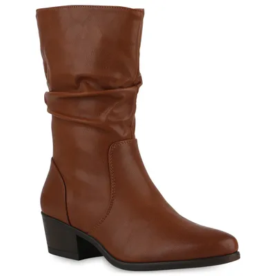 Produktbild von VAN HILL Damen Klassische Stiefel Spitze Boots Schuhe 840533, Farbe: Hellbraun, Größe: 37