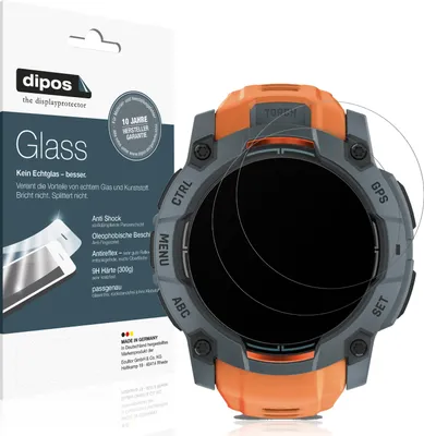 Produktbild von 2x Schutzfolie für Garmin Instinct 3 AMOLED (50 mm) matt - Anti-Shock 9H Folie dipos Glass Kunststoffglas