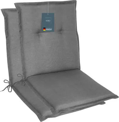 Produktbild von LILENO HOME Gartenstuhl Auflagen als [2er Set - Niedriglehner] in Uni Mittelgrau (TAMI) - bequeme Liegen als Sitzauflagen für Gartenmöbel - Stuhlkissen für Gartenstühle und Klappstühle