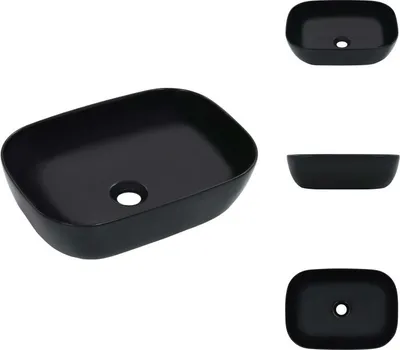 Immagine prodotto di vidaXL Lavabo 45,5 x 32 x 13 cm in Vetroceramica nera - Lavabo da bagno