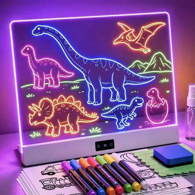 Produktbild von KOKODI LED Zeichenbrett für Kinder: Kreative, wiederaufladbare Neonlicht Maltafe