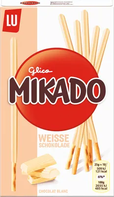 Obrázok produktu pre Mikado tyčinky z bielej čokolády 75g