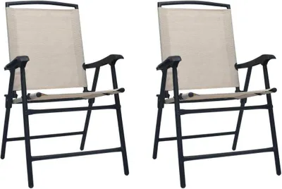 Image de Chaises de jardin pliables lot de 2 Textilène Crème