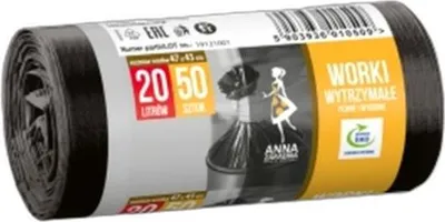 Zdjęcie produktu dla Wytrzymae Worki Na mieci 20 Litrw 50 Sztuk Czarne