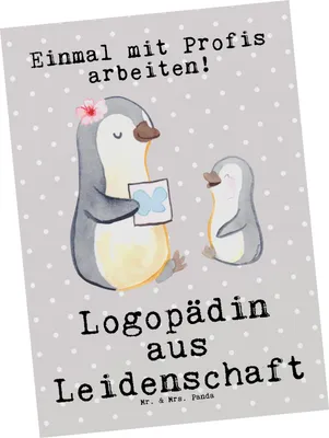 Produktbild von Mr. & Mrs. Panda Postkarte Logopädin Leidenschaft - Grau Pastell - Geschenk, Ausbildung, Ansichtskarte, Spruch, Lustig, Ansichtskarten, Grußkarte, Studium, Postkarten