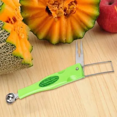 Produktbild von Wassermelonen-Entsafter und -Werkzeug zum Ausstechen und Schneiden von Wassermelonen, tragbares Küchenwerkzeug für Kekse, Desserts, Salate und die Zubereitung von Mahlzeiten zu Hause