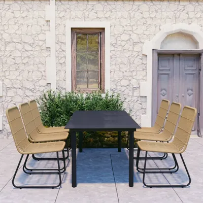 Produktbild von Möbel 7-tlg. Garten-Essgruppe Poly Rattan und Glas - Gartenmöbelgarnituren 3060241
