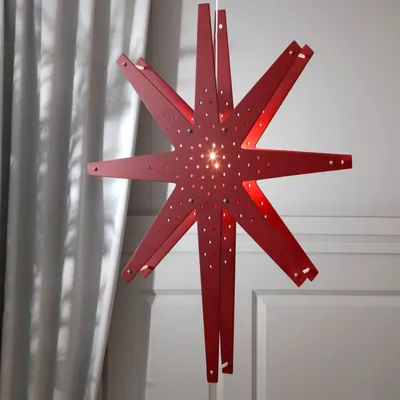 Produktbild von Best Season Holzstern "Tall" Farbe: rot, ca.70 x 60 cm, incl. Kabel, 268-45