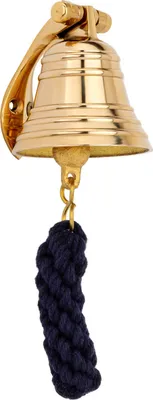 Produktbild von Schiffsglocke Messing gold mit Wandhalter & Bändsel Ø: 5cm schwere Ausführung