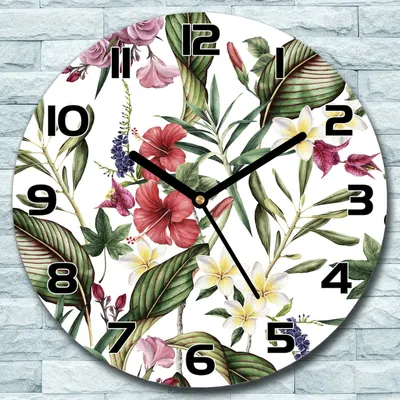 Produktbild von Wanduhr aus Glas Rund fi 30 Blumen Garten Floral Quarz Deko Schlafzimmer Büro