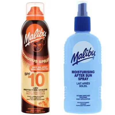 Obrázek produktu pro Malibu Suchý olej v aerosolu SPF10 175ml + Spray Balm po opalování 200 ml