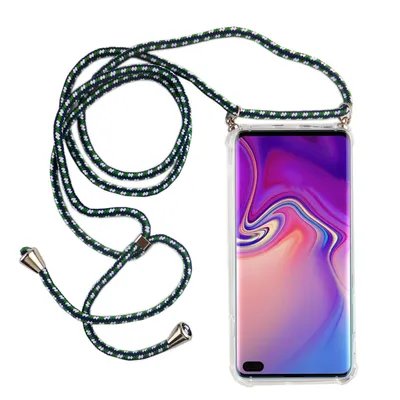 Productafbeelding van Handykoord voor Samsung Galaxy S10 Plus - Smartphone-hoesje met band - Koord met hoesje om om de nek te dragen, in de kleur groen