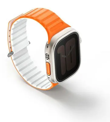 Zdjęcie produktu dla Uniq Revix Evo, Pasek, Smartwatch, Pomarańczowy, Biały, Apple, Apple Watch 49/46/45/44mm, Silikon, Stal nierdzewna