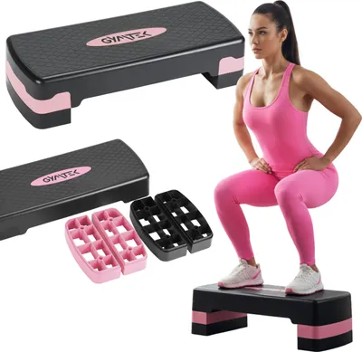 Obrázek produktu pro Gymtek® Aerobic Stepper, Stepping Board, Stepping Bench, Step Trainer, Fitness Stepper - 3 kroky - Fitness vybavení pro domácnost, domácí posilovna, cvičení, Crossfit