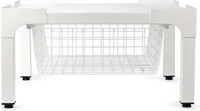Zdjęcie produktu dla Stojak na pralkę i suszarkę | Kosz druciany | 200 kg | Biały