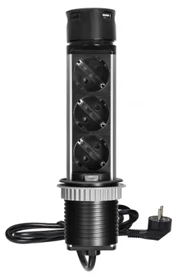 Obrázek produktu pro Nábytková zásuvka s 3x 230V Schuko 2x USB-A připojení
