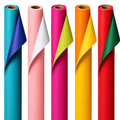 Obrázok produktu pre Dvojstranné baliace papiere XL – sada 5 roliek – 70 cm x 4 metre – 10 farieb – baliaci papier – sortiment baliacich papierov