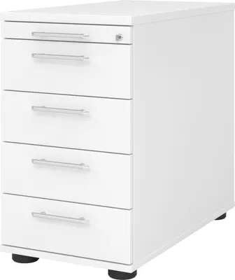 Produktbild von bümö office Standcontainer - mit 4 Schubladen - Griff: Relinggriff (Kunststoff), Nachbildung: Weiß