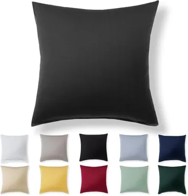 Produktbild von Kissenbezug 40 x 40 cm - Anthrazit - 100% Jersey-Baumwolle - Kissenbezug für Kissen 40 x 40 cm, Jersey-Kissenbezüge, besonders weicher Kissenbezug