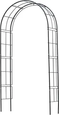 Obrázok produktu pre Oceľová záhradná pergola, 113 x 38 x V 229 cm, kovová konštrukcia pre popínavé rastliny, čierna