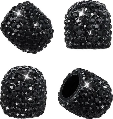Produktbild von 4 Stück schwarze glitzernde Handgefertigte Strass Ventildeckel - Dichtmaschen bling Auto-Accessoires für LKW, Fahrräder und Motorräder