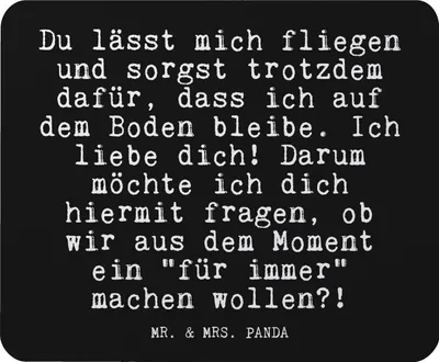 Produktbild von Mr. & Mrs. Panda Mousepad Du lässt mich fliegen... - Schwarz - Geschenk, Sprüche, pc, Glizer Spruch Weisheiten Zitate Lustig Weisheit Worte, Mauspad, mausunterlage