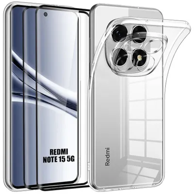 Image de Coque + 2 Verres Trempés pour Xiaomi Redmi Note 15 5G/4G, Silicone Anti-Rayure Ultra Slim Transparent