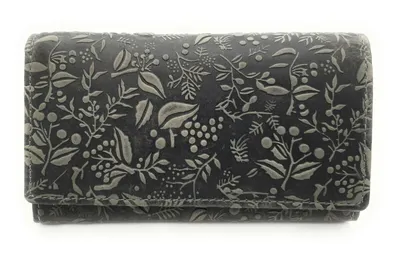 Produktbild von Hill Burry echt Leder Damen Geldbörse Geldbeutel Portemonnaie floral Ranken grau