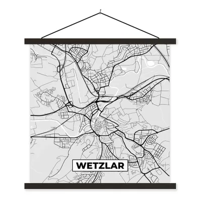 Produktbild von MuchoWow® Textilposter Karte - Deutschland - Stadtplan - Wetzlar 60x60 cm mit schwarzem Rahmen - Posteraufhänger