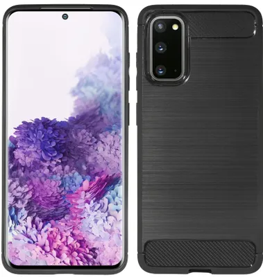 Produktbild von cofi1453® Silikon Hülle Bumper Carbon kompatibel mit SAMSUNG GALAXY S20 (G980F) Case TPU Soft Handyhülle Cover Schutzhülle Schwarz