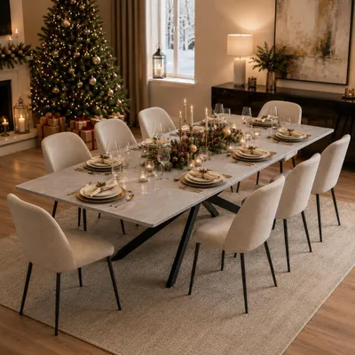 Immagine prodotto di Tavolo da pranzo rettangolare Flieks con gambe in metallo, tavolo da sala da pranzo, tavolo da cucina, allungabile, tavolo da lavoro con gambe a X, 180x70x76 cm, nero