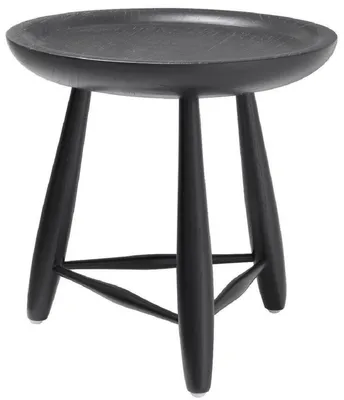 Zdjęcie produktu dla Casa Padrino stolik boczny z litego drewna czarny Ø 38 x wys. 44 cm - Okrągły stolik Mindiwood - Luksusowe meble do salonu