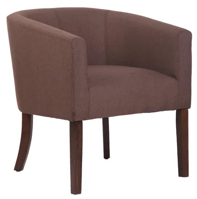 Produktbild von CLP Sessel Nemea Stoff I Loungesessel Mit Gestell Aus Kautschukholz I Mit Bodenschonern, Farbe: braun, Gestellfarbe: antik