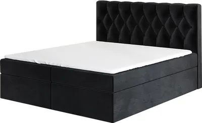 Produktbild von Boxspringbett EIRIK 200 x 200 mit 2 Bettkästen, Bonell-Matratze und Topper. Farbe: Schwarz