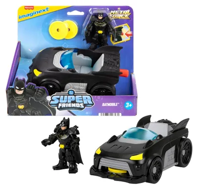 Produktbild von Fisher-Price Imaginext DC Super Friends Metal Force Batmobil Spielzeugauto und Batman-Actionfigur Set, 3 Jahr(e), Schwarz, Kunststoff