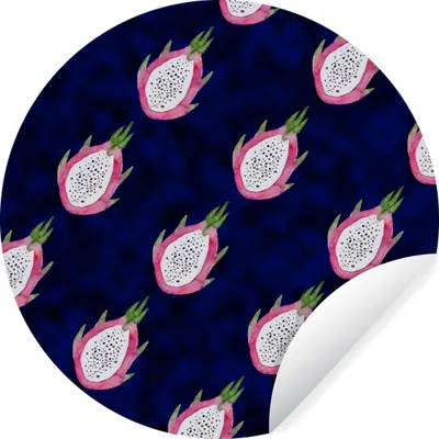 Produktbild von MuchoWow® Runde Wandtattoo - Wandsticker Tapete Aufkleber Drachenfrucht - Obst - Tropisch Ø 80 cm Selbstklebend und Repositionierbar - Wandaufkleber - Kreis - Mauerkreis - Wand Bilder - Wandsticker - Wohnzimmer Dekoration - Dekoration für die Wände - Aluminium - Babyzimmer