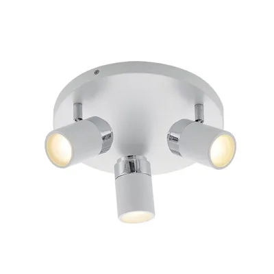 Produktbild von Lindby Strahler Kardo, Rondell, 3-flg., weiß, Metall, IP44