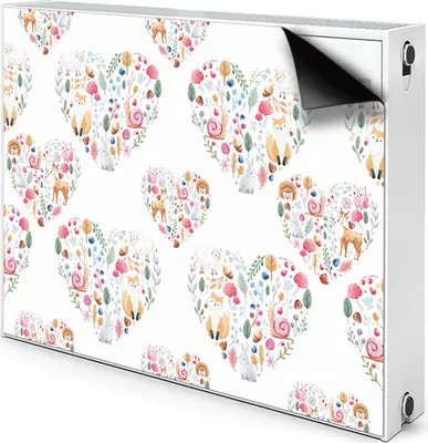Produktbild von Magnet Heizkörper Heizkörper-Abdeckung Heizkörperabdeckung 110x60 cm  - Fuchs, Kaninchen, Herzen