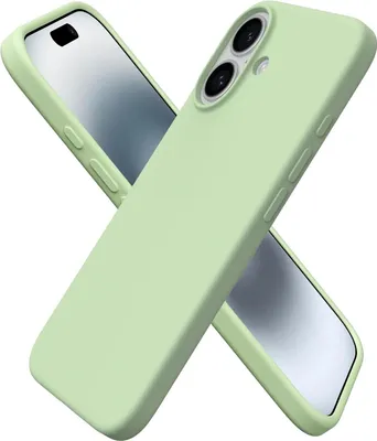 Two green phone cases are arranged diagonally on a white background.