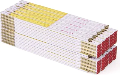 Obrázek produktu pro Metrie | Perfekt-10 skládací metr, bílo-žlutý, 2 m | 10 ks