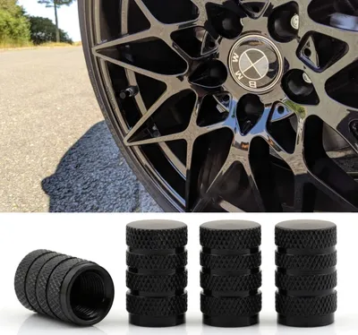 Produktbild von 4 Ventilkappen Kappen SET Schwarz eloxiert für Autoventile Fahrrad Motorrad Bike