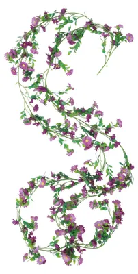 Imagen del producto de Guirnalda de flores artificiales de plástico, 210 cm - 2 unidades - Flores artificiales con hojas verdes - Decoración para bodas/eventos - Flores rosas de 4 cm - Decoración elegante para el hogar - Guirnalda decorativa