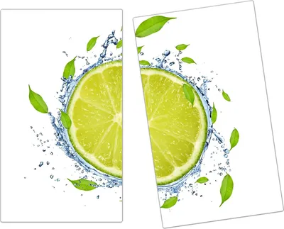 Produktbild von Spritzschutz Herdabdeckplatte Schneidebrett aus Glas Limettenscheibe 2-Teilig (60x52cm)