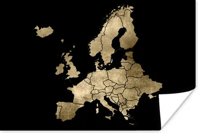 Produktbild von MuchoWow® Poster Karte - Europa - Gold 120x80 cm - Bilder