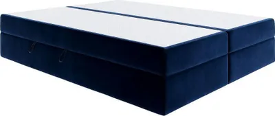 Produktbild von Moebelpaket Bett 160x200 mit Bettkasten, Boxspringbett mit Pocket-Matratze, Eleganter Riviera-Stoff - Dunkelblau - Kollektion Luxor