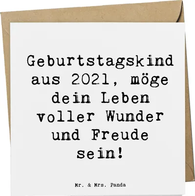 Produktbild von Mr. & Mrs. Panda Grußkarte Spruch 2021 Geburtstag - Weiß - Geschenk, anlasskarte, Lebensfreude, faltkarte, Glückwunschkarte, Klappkarte, Happy Birthday, Liebe, Freude