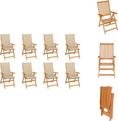 Produktbild von vidaXL Garten-Liegestühle mit Kissen 8 Stk. Massivholz Teak -  Gartenstühle
